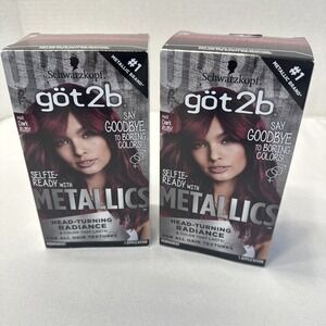 Schwarzkopf Got2b Metallics Permanent Hair Color‎ M68 Dark Ruby (Lot of 2)